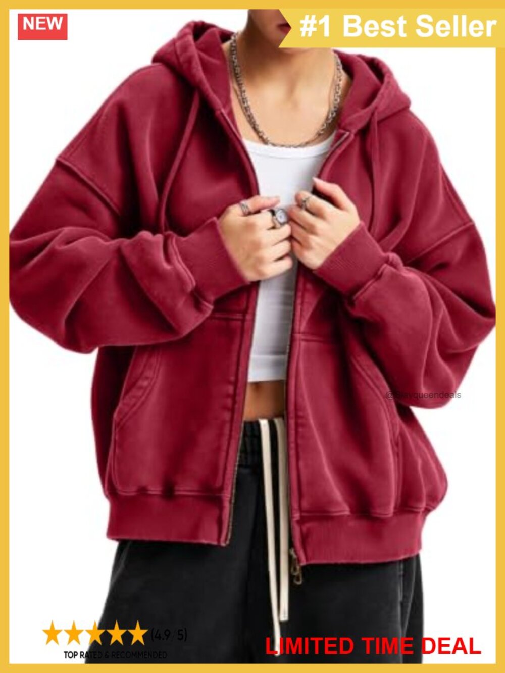 Oversized Acid Wash Double Zip Hoodie Distressed Vintage Sweatshirt